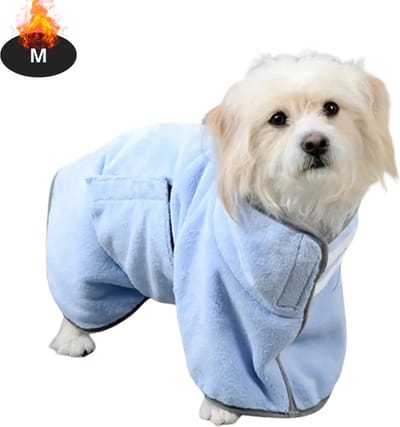 Livano Hondenbadjas - Hondenhanddoek - Voor Honden - Hondenkleding - Hondentrui - Hoodie - Hondenshirt - Lichtblauw - M