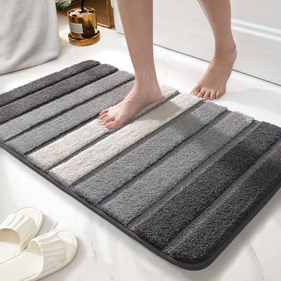 Dailygoods- Badmat Super Absorberend - Microvezel - Badkamertapijt - Deurmat - 60 x 120 cm - Pluizig en Veiligheidswaarschuwing