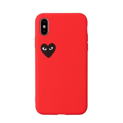 ShieldCase Heart Eyes hoesje geschikt voor Apple iPhone Xr - Hoesje met Zwart hartje - Hartjespatroon telefoonhoesje - Rood