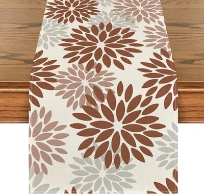 Tafelloper - Herfstmotief met Dahlia's - Voor binnen - Keuken & Eettafel - 40x240 cm