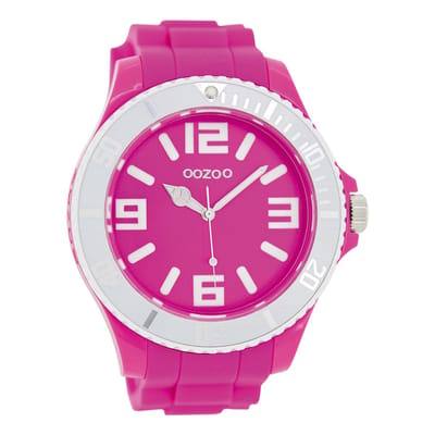 OOZOO Timepieces - Roze horloge met roze rubber band - C5818
