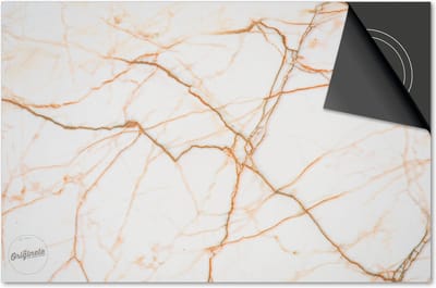 Inductie beschermer 60x60 - afdekplaat inductie mat - Dietrix Kookplaat beschermer - Exclusief - Marmer - Wit Goud oranje
