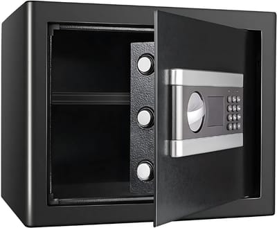 Kluis Nero - 37cm - Brandwerend en waterdicht - Kluisjes met cijferslot - 2 sleutels - Digitaal toetsenbord - Zwart