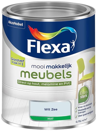 Flexa - Mooi Makkelijk Meubels Mat - Wit Zee - Mengverf - 750 Ml