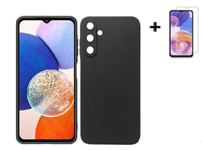 Siliconen Hoesje Geschikt voor Samsung Galaxy A16 - Siliconen - Samsung A16 Screenprotector - Hoesje Silicone Zwart Case + Screenprotector