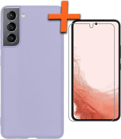 Hoes - Met Screenprotector - Geschikt voor Samsung Galaxy S22 - Sterk & Shockproof - Back Cover - Siliconen Case - Telefoon Hoes - Lila