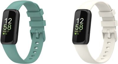 Strap-it Bundel van 2 Siliconen Classic Bandjes - Geschikt voor Fitbit Inspire 3 Maat: S - Ivoor Wit & Groen - Sportbandje - Sportarmband - Siliconen Band - Waterbestendig & zweetbestendig