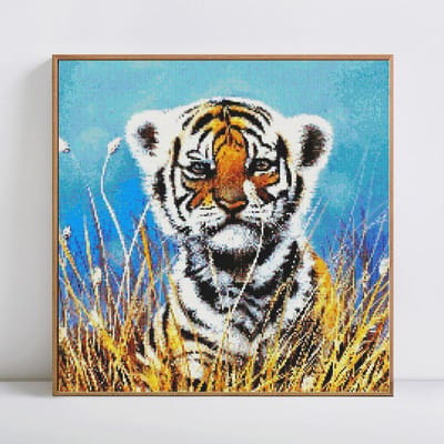 5D bricolage complet rond Animal tigre diamant peinture broderie vente diamant mosaïque photo de strass 30x30 blue