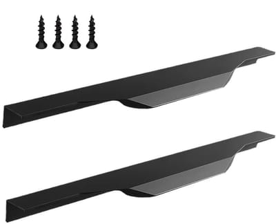 Dailygoods- Kastdeurgrepen 24 Inch - Zwarte Vingerrand Pull - Aluminiumlegering - Modern Design - Geschikt voor Hoge Kastdeuren - 600 mm met Schroeven - Meubelgrepen