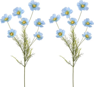 Viv! Home Luxuries Cosmos - kunstbloem - 2 stuks - lichtblauw - 77cm