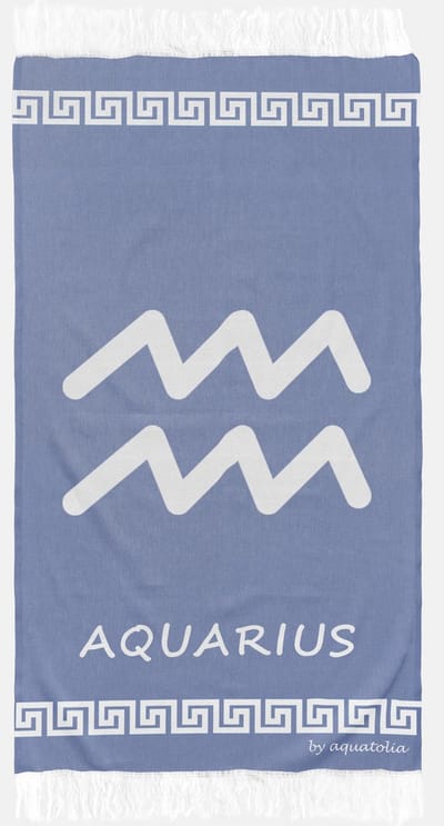 uit Turkije By Aquatolia Hamamdoek Aquarius Zodiac - 100% Zacht Katoen - Strandlaken - Handdoek - Donkerblauw - 100cm x 180cm - Originele hamamdoek uit Turkije