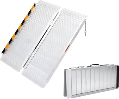 Draagbare rolstoelhelling - Voor thuis, trappen, deuropeningen, rollators - 61 cm, 272 kg, extra sterk, opvouwbaar met antislip oppervlak - Aluminium - 61 cm