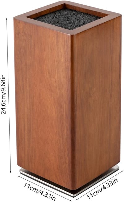 Emvae Messenblok - Magnetische Messenhouder - 360° Roterend - 11 x 11 x 24,6 cm - Acaciahout - Bruin