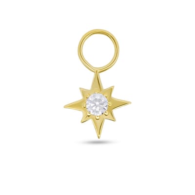 New Bling - 9NBG-O143 - 14K goud – Oorbelhanger - per stuk – Ster – Zirkonia