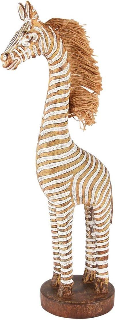 Dekoratief | Zebra staand, bruin/wit, resina/jute, 15x10x40cm | A250796
