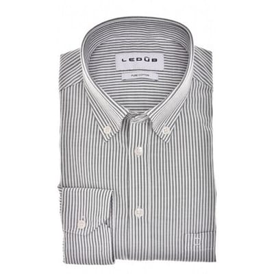 Ledûb Overhemd Fine Stripe Button-Down Cotton Oxford Zwart / male