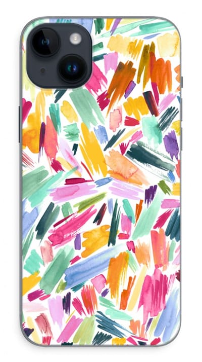 Case Company® - Hoesje geschikt voor iPhone 14 Plus hoesje - Watercolor Brushstrokes - Soft Cover Telefoonhoesje - Bescherming aan alle Kanten en Schermrand