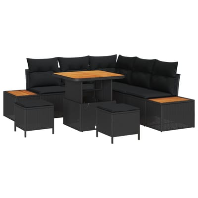 vidaXL - Tuinbank - Set - 8 - st - 7-Aantal - zitplaatsen - Zwart