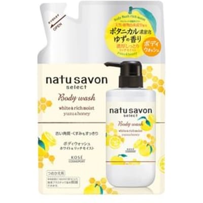 Kose - Natu Savon Select Body Wash White & Rich Moist Yuzu & Honey 360ml Refill