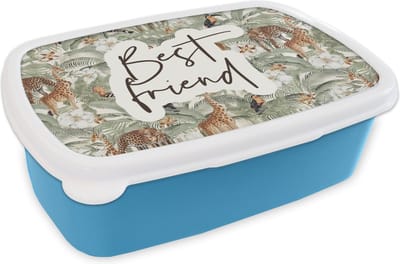 Broodtrommel Blauw - Lunchbox - Brooddoos - Best friend - BFF - Quotes - Vriendschap - Spreuken - 18x12x6 cm - Kinderen - Jongen