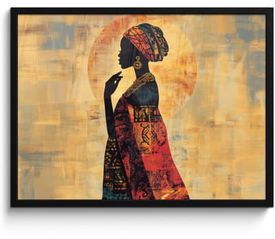 Poster in lijst - Fotolijst 70x50 cm - Posters - Vrouw - Silhouet - Patronen - Sierlijk - Posterlijst zwart - Decoratie - Wanddecoratie woonkamer - Muurdecoratie slaapkamer