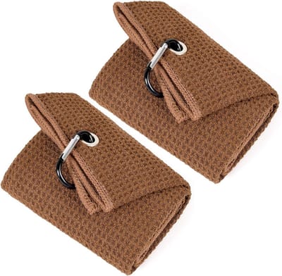 Golfhanddoek - Microvezel handdoek - Golfbaan schoonmaken - Wafelpatroon ontwerp - 40x53 cm - Bruin