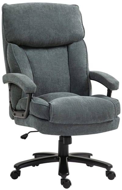 MODENUIT Bureaustoel 68,5 x 79 x 117-125 cm - Verstelbare Zithoogte en Schommelfunctie - Voor Kantoor - Polyester Grijs