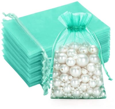 50 Blauwe Organza Zakken - Geschenken en Bruiloften 10 x 15 cm