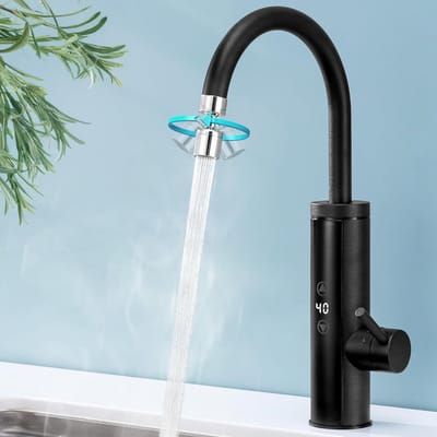Elektrische Waterkraan - Doorstroomboiler Kraan - Direct Warm Water - Touch Temperatuurregelaar - 3400 Watt - Zwart