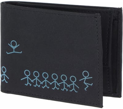 oxmox portemonnee New Cryptan RFID Protect Pocketbörse Jumping Jack 2.0 Print Cyan Black zwart