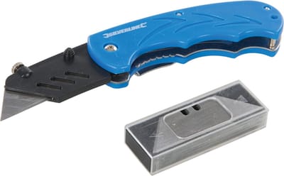 Silverline Vouwmes - Enkelhandige opening - Inclusief 5 mesjes - 160 mm - Blauw
