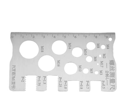 Schroefdraadmeter - Meetgereedschap - Draadcontrole - Roestvrij staal - 10x6 cm - Zilverkleurig