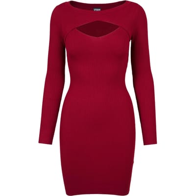 Urban Classics Ladies Cut Out Dress Burgundy Maat: XL | Midi Jurken Outlet | Dames | Bruin