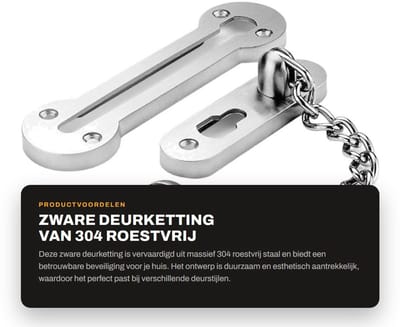 Dailygoods - Zware Deurketting van 304 Roestvrij Staal voor Beveiliging
