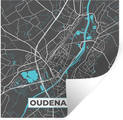 Muurstickers - Sticker Folie - Stadskaart – Grijs - Kaart – Oudenaarde – België – Plattegrond - 100x100 cm - Plakfolie - Muurstickers Kinderkamer - Zelfklevend Behang XXL - Zelfklevend behangpapier - Stickerfolie