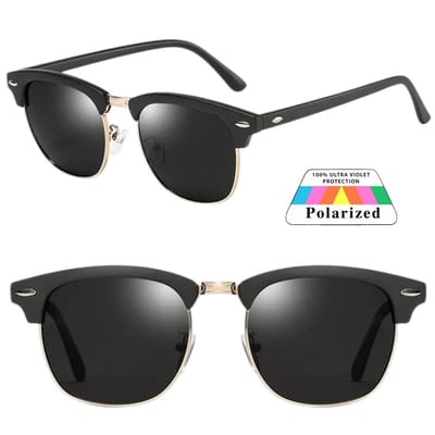Fako Sunglasses® - Club Style Zonnebril - Polariserend - Dames - Heren - Mat Zwart/Goud