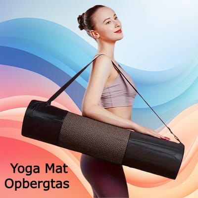 LaGloss® Ademende Yoga Mat Opbergtas Zwart – Sporttas met Schouderriem 10 L – Duurzame Yoga Mat Houder voor Fitness & Dagelijks Gebruik – 61 cm Zwart