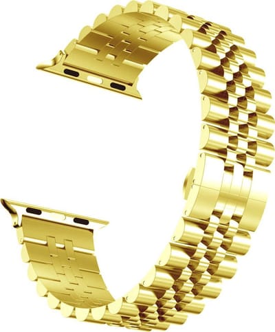 Fungus - Smartwatch bandje - Geschikt voor Apple Watch 42 / 44 / 45 / 49 mm - Series 1 2 3 4 5 6 7 8 9 SE Ultra iWatch - Metaal - Vijf - Goud