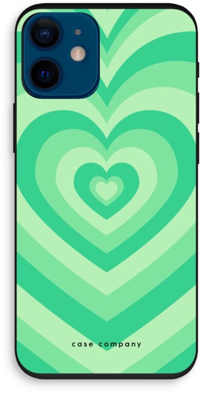 Case Company® - Hoesje geschikt voor iPhone 12 mini hoesje - Hart Groen - Biologisch Afbreekbaar Telefoonhoesje - Bescherming alle Kanten en Schermrand