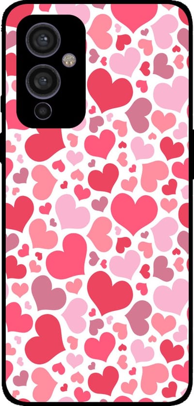 Smartphonica Telefoonhoesje Geschikt voor OnePlus 9 met Hartjes Print - Hearts Design TPU Backcover Case - Kinder Hoesje met Hartjes Design geschikt voor OnePlus 9
