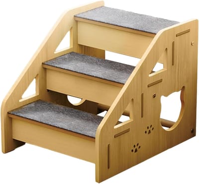 Hondentrap - Huisdierenhelling Kattenladder - Veilige Toegang - Gebogen Crashabsorptie - 39.5 x 29 x 34.2 cm - Neutrale Tinten