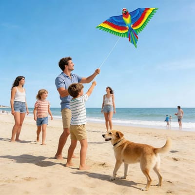 Vlieger Dier - Groot Speelgoed - Buitenactiviteiten Familie - Met 100 Meter Touw - 97.5 x 133cm - Papegaai Kleuren