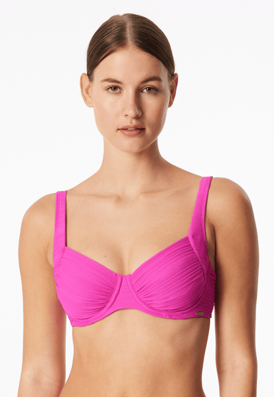 Bikinitop met beugels, fuchsia - aquablauw 36B
