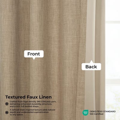 HPD Half Price Drapes Imitatielinnen verduisterende gordijnen, voor slaapkamer en woonkamer, woondecoratie, 274,32 cm lang (1 paneel), extra breed 254 x 274,32 cm (b x l), bruin (Nomad Tan)