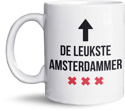 NietMokken.nl – De Leukste Amsterdammer Mok – Amsterdam Mok met Andreaskruizen – Grappige Mok – Cadeau voor Amsterdammers – Originele Souvenir - Keramische tas 325ml