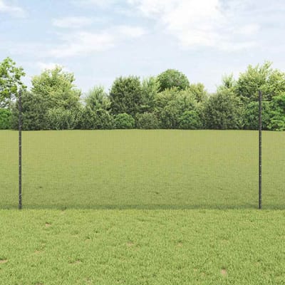 vidaXL - gelast - draadhek - met - palen - 25 - x - 1,2 - m - PVC-Coated - Staal - Grijs