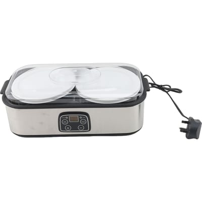 Yogurtmaker met Dubbele Containers van 1L 25W Roestvrij Staal Zelfgemaakte Yogurt Machine met Automatische Temperatuurregeling voor L gray