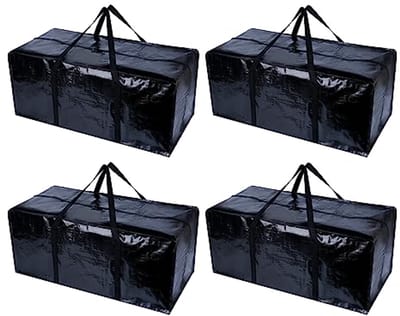 Zwarte E Bewegende Tassen - 4 Pack Extra Grote Herbruikbare Opbergdozen voor Verhuizing en Opslag
