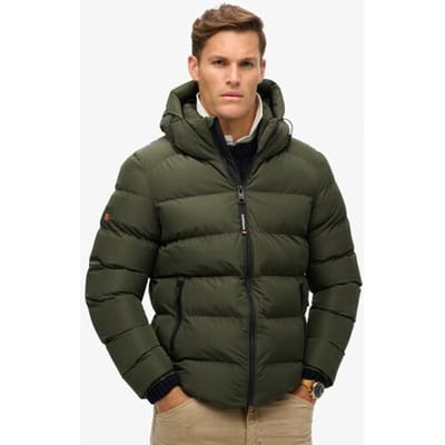 Superdry Sportieve Capuchon Pufferjas Khaki Grootte: S