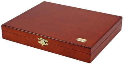 Houten Muntcassette met 3 Inleggen voor Verschillende Munten